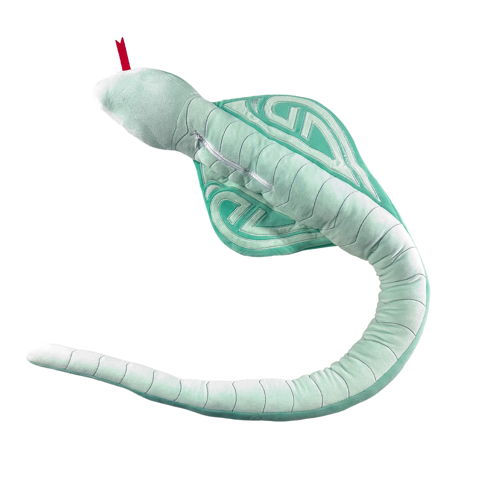 Plush teal snake with diamond pattern