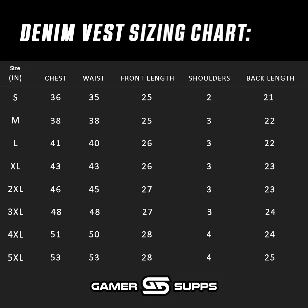 Rockstar Bao: Denim Vest Size Chart