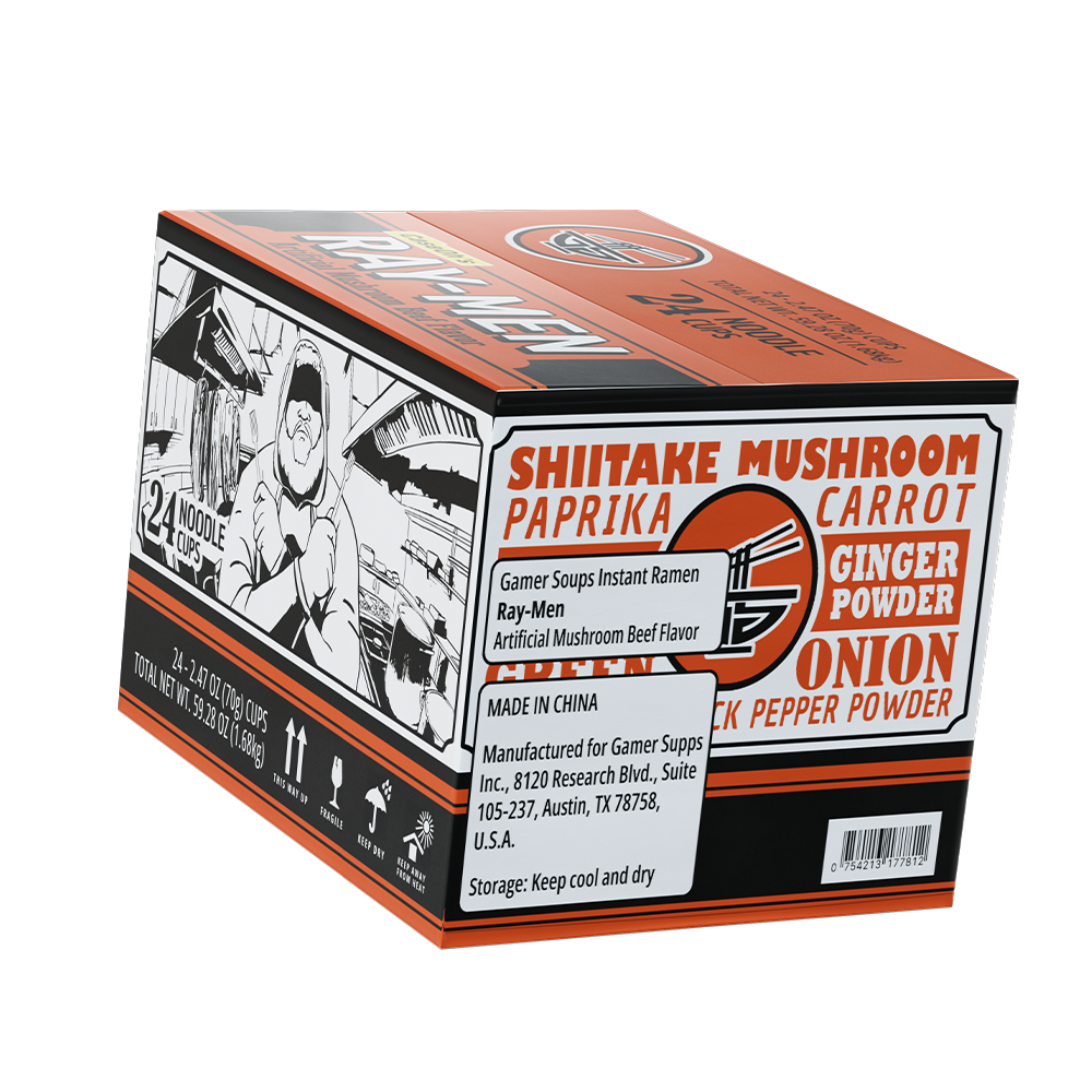 Gamer Soups Instant Noodles - CaseOh's Ray-Men (24 Cup Box) - Gamer Supps