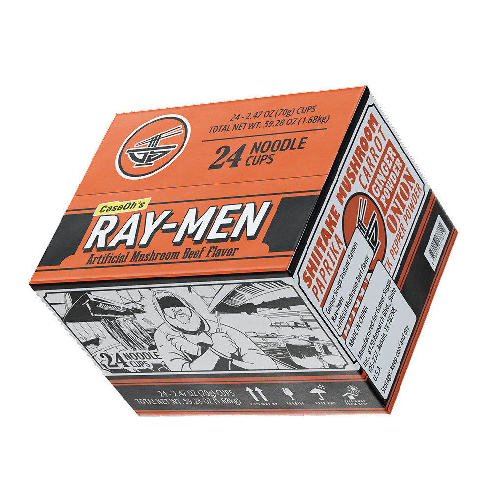 Gamer Soups Instant Noodles - CaseOh's Ray-Men (24 Cup Box) - Gamer Supps