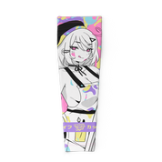 2XL gaming sleeve with colorful pastel splashes and black-and-white anime character holding a sword design.