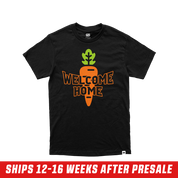 Black short-sleeve shirt with a small orange "GJ" logo centered near the upper back neckline.