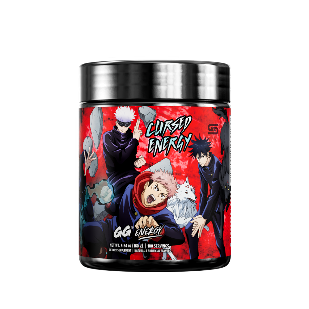 Black and red container with detailed nutrition facts and Gamer Supps contact info on the back label