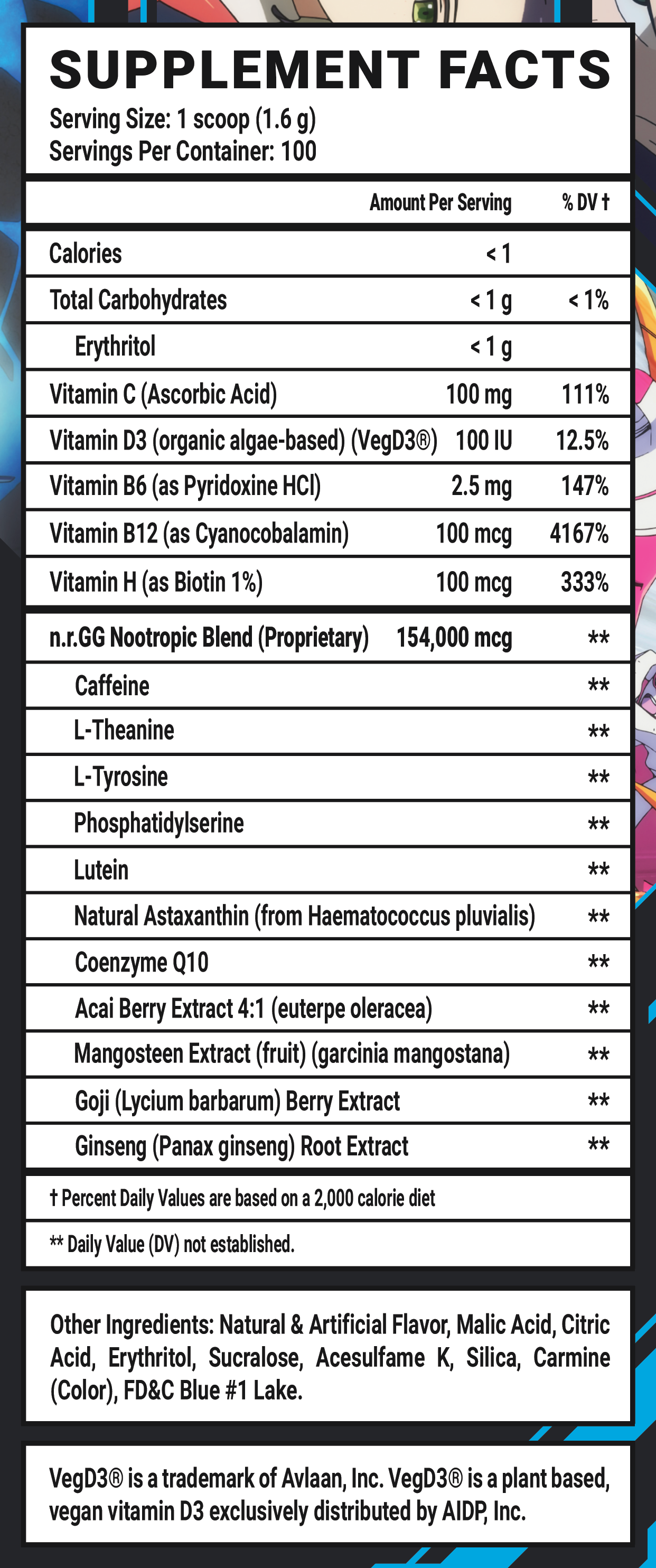 Klaxosaur's Blood by DARLING in the FRANXX - 100 Servings Nutrition Chart