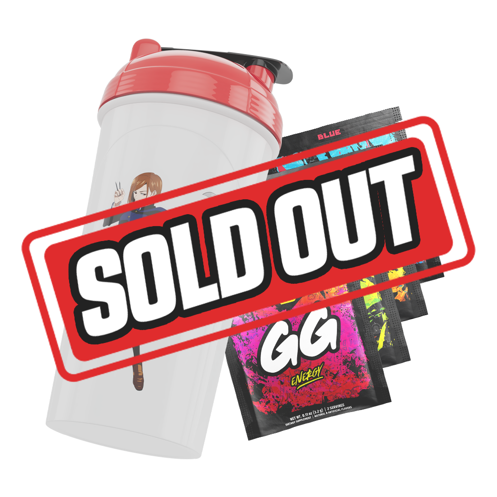 White shaker cup with red lid featuring a black and white Jujutsu Kaisen logo and Crunchyroll branding