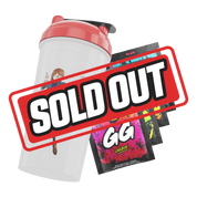 White shaker cup with red lid featuring a black and white Jujutsu Kaisen logo and Crunchyroll branding