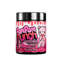 Black and pink supplement container with detailed nutritional facts and warning labels on the back side.