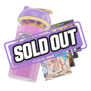 Clear shaker bottle with yellow and purple lid and a black stylized "GD" logo on the side.