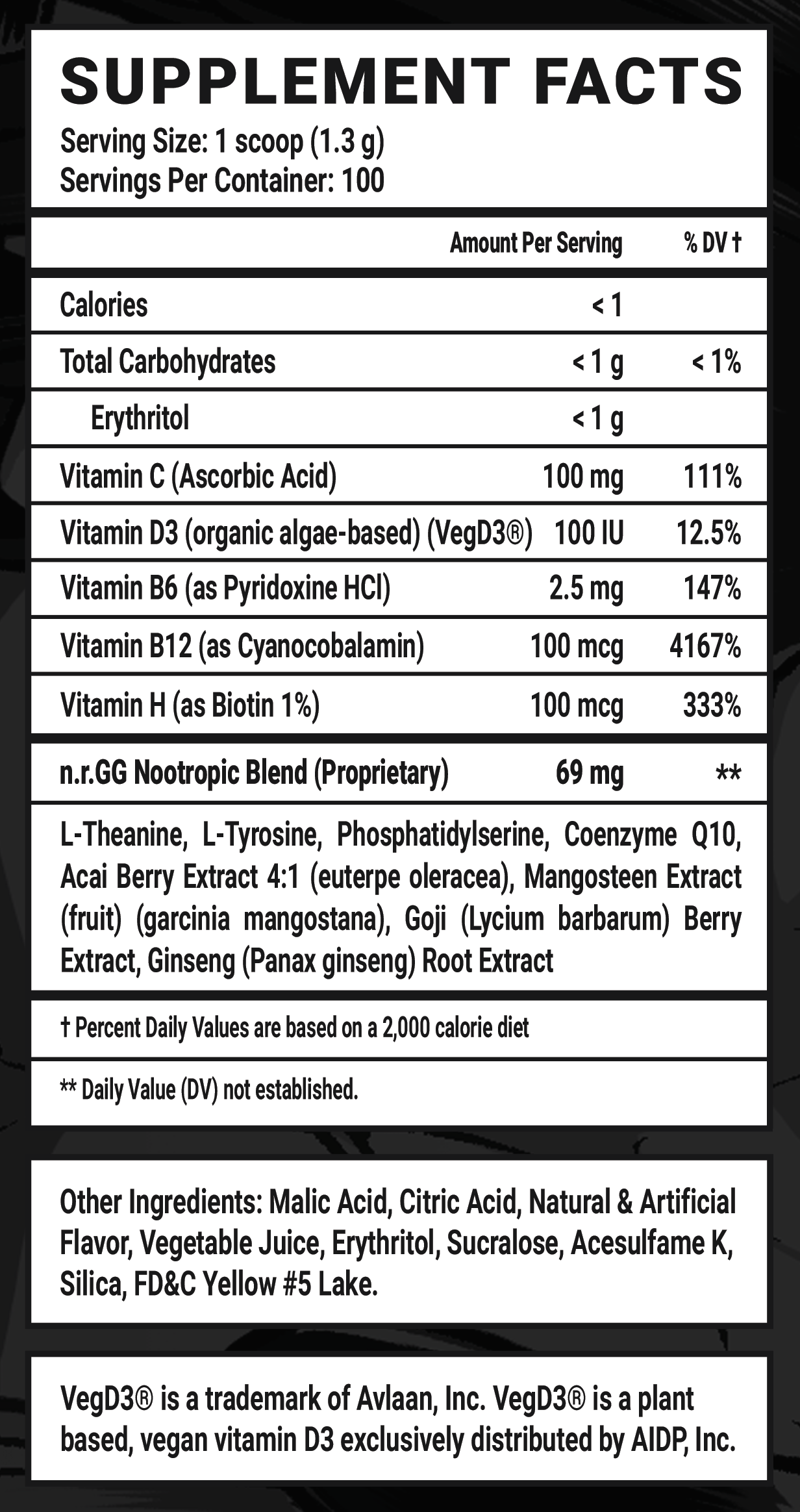 Schlatt Milk Caffeine Free - 100 Servings Nutrition Chart