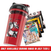 Clear shaker bottle with black and red lid and bold black stylized "GD" logo on the side