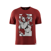 Plain dark red short-sleeve t-shirt shown from the back in size 6XL with a crew neckline.