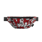Waifu gamer bag with black strap featuring red-haired anime characters in black, white, and red comic-style panels.